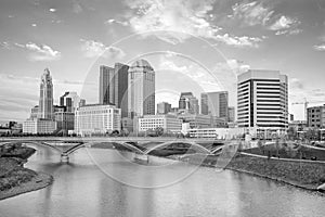 View of downtown Columbus Ohio Skyline at Sunset