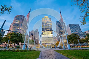 View of downtown Detroit riverfront