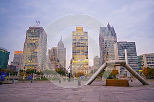 View of downtown Detroit riverfront