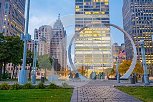 View of downtown Detroit riverfront