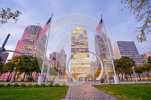 View of downtown Detroit riverfront