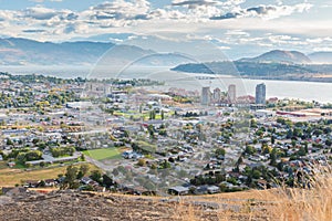 View of downtown Kelowna from Knox Mountain in autumn photo