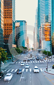 View of Downtown Los Angeles traffic