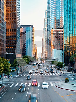 View of Downtown Los Angeles traffic