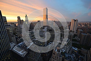 View of Downtown Manhattan at Sunset