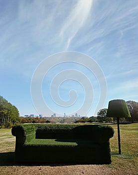 View of downtown Raleigh from Dix Park with Fall foliage