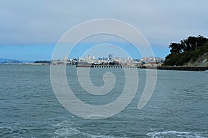 View of downtown San Francisco from Marine Drive at the Presidio in San Francisco, California
