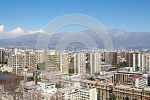 View of the downtown of Santiago, Chile. Panoramic view from Cerro Santa Lucia photo