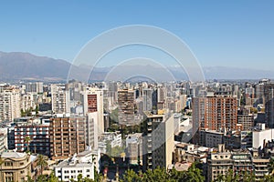 View of the downtown of Santiago, Chile. Panoramic view from Cerro Santa Lucia photo