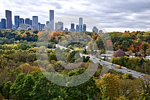 The view of downtown Toronto from Chester Hill Lookout