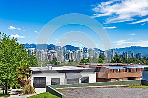 View on downtown of Vancouver from residential area in Vancouver, Canada