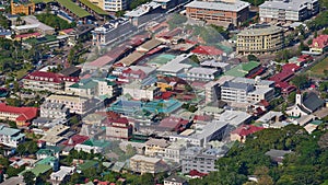 View of the downtown of Victoria, Mahe island, capital of the Seychelles from Dans Gallas viewpoint.