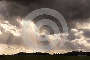 View on a dramatic and beautiful cloudscape on the island of Texel, province North-Holland, the Netherlands