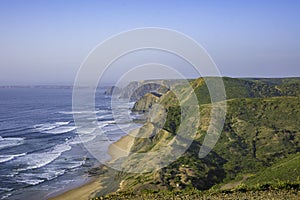 View on the dramatic coastline of the western Algarve, Vicentine coast in Portugal. Cordoama Viewpoint photo