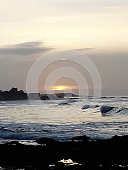 view of the dramatic sea and sunset