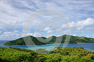 View of Drawaqa and Naviti Islands coastlines, Yasawa Islands, Fiji