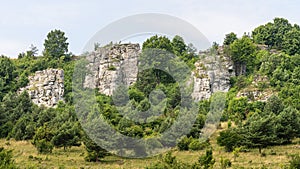 View of Drevenik travertine rock formations in Spis region, Slovakia