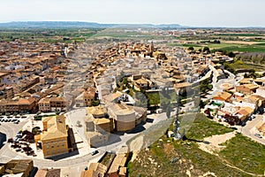 View from drone of Ejea de los Caballeros with Church of Virgen de la Oliva photo