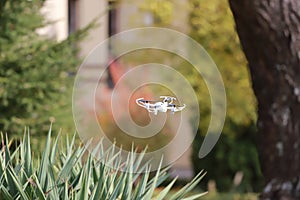 View of drone flying above living area