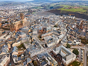 View from drone of Rodez, France