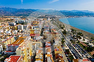 View from drone of Spanish town of Torre del Mar