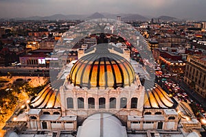 View from the drone of the streets and houses of the metropolis in Mexico City