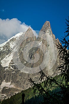 View of Dru Peak in Chamonix, Alps, France