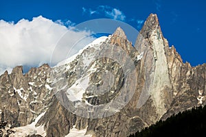 View of Dru Peak in Chamonix, Alps, France