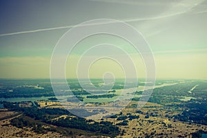 A view of a dry fields along the Dnipro River in the valley