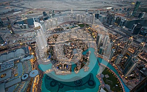 View of Dubai from Burj Khalifa. Dubai, United Arab Emirates