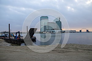 View of a Dubai Festival city and Intercontinental hotel on early morning hour. Dubai. UAE.Outdoors