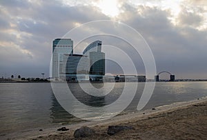 View of a Dubai Festival city and Intercontinental hotel on early morning hour. Dubai. UAE.Outdoors