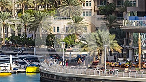 View of Dubai Marina modern Towers in Dubai at day time timelapse