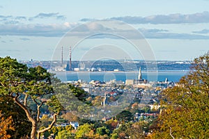 View of Dublin Bay and The Poolbeg Generating Station