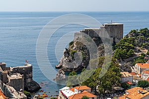 A View of Dubrovnik City With a Fort Lovrijenac in the Background, Croatia