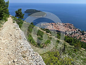 View of Dubrovnik, Croatia from a trail to Mt. Srd