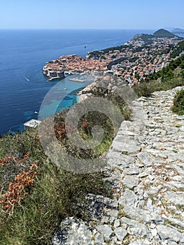 View of Dubrovnik, Croatia from a trail to Mt. Srd