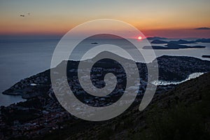 View of Dubrovnik at sunset