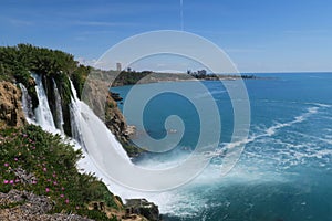 View from Duden Waterfall in Antalya at Lara Beach in the Background