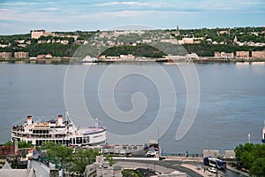 View from dufferint terrace of The Lomer-Gouin ferry in Quebec Canada