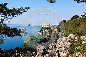 View of Duino Castle from the Rilke Trail in spring