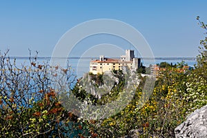 View of Duino Castle from the Rilke Trail in spring