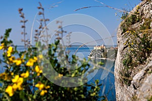 View of Duino Castle from the Rilke Trail in spring
