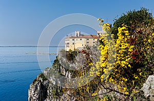 View of Duino Castle from the Rilke Trail in spring