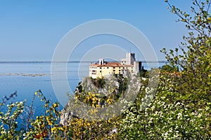 View of Duino Castle from the Rilke Trail in spring