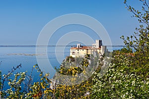 View of Duino Castle from the Rilke Trail in spring