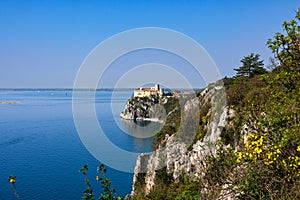 View of Duino Castle from the Rilke Trail in spring