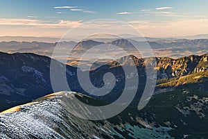 View from Dumbier mountain in Low Tatras towards Chocske Vrchy