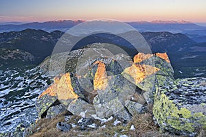 View from Dumbier mountain in Low Tatras towards High Tatras