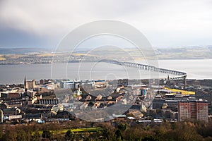 View of Dundee City Centre During a Rainfall in Winter